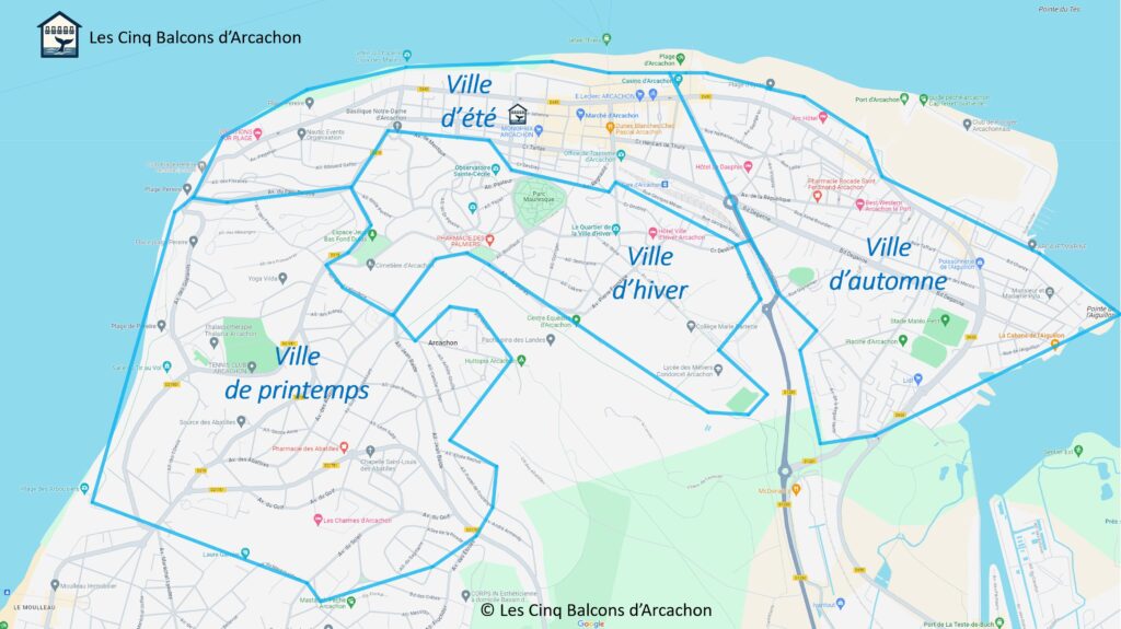 Carte des quartiers d'Arcachon