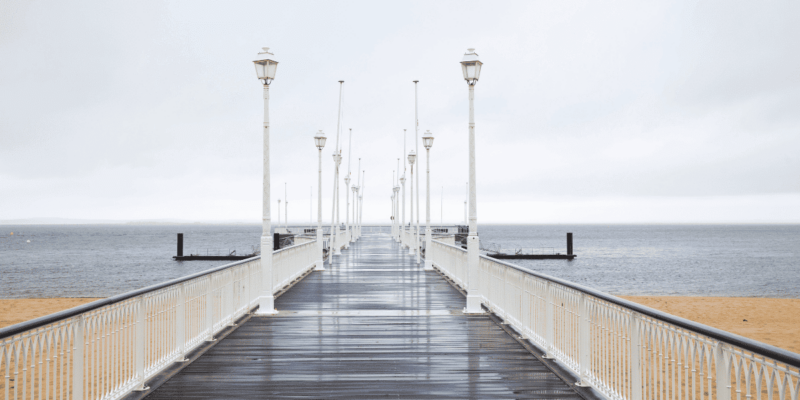 Arcachon jetée Thiers sous la pluie
