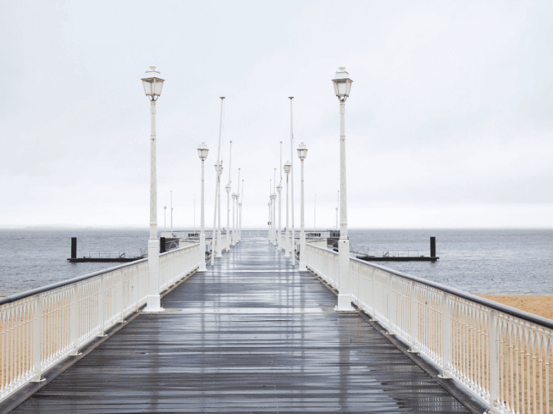 Arcachon jetée Thiers sous la pluie